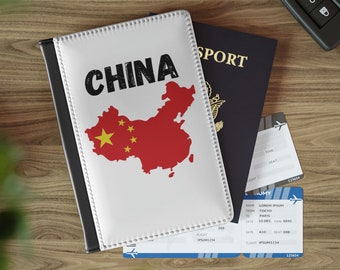 Porta-passaporte chinês, capa para passaporte com a bandeira da China, carteira de viagem com mapa da China, carteira para passaporte chinês, presente para chineses