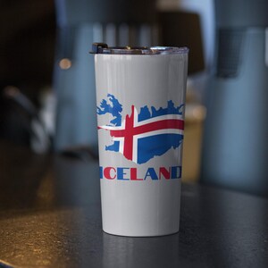 Vaso con mapa de Islandia de 20 oz, vaso con la bandera de Islandia, taza de viaje de Islandia, botella de Islandia, vaso con la bandera de Islandia, bonito regalo de Islandia