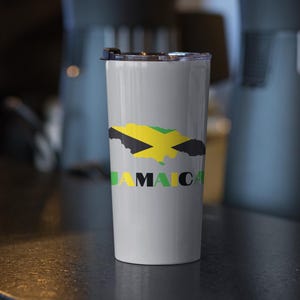 Vaso con mapa de Jamaica de 20 oz, vaso con la bandera de Jamaica, taza de viaje de Jamaica, botella de Jamaica, vaso con la bandera de Jamaica, regalo de Jamaica, regalo de Jamaica