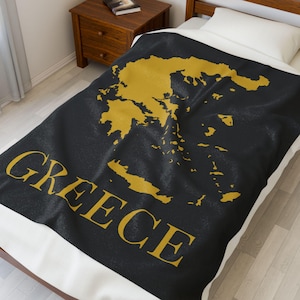 Gold und schwarze Karte von Griechenland Decke, Gold Griechenland Decke, Griechenland Dekor, Griechenland Reisegeschenk, minimalistisches Griechenland Geschenk, griechisches Wohndekor