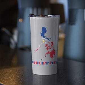 Map of Philippines Tumbler 20 oz, Filipino Flag Tumbler, Philippines Travel Mug, Philippines Flag Tumbler, Philippines Gift, Filipino Gift