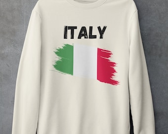 Moletom com a bandeira da Itália, Moletom gola redonda com a bandeira italiana, Presente que remete à herança italiana