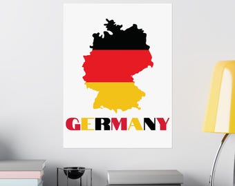 Germany Map Poster, Germany Wall Art, German Flag Poster, Germany Wall Decor, German Home Decor, Gift for German, Germany Gifts, German Art