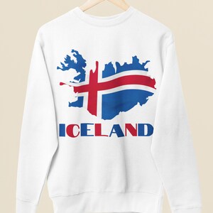 Sweat-shirt drapeau islandais, carte de l'Islande, sweat-shirt drapeau de l'Islande, jolie chemise Islande, chemise drapeau islandais, cadeau de voyage Islande