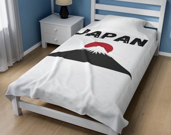Mt Fuji Japan Throw Blanket, Japanese Flag Blanket, Vintage Anime Style Japan Blanket, Cute Japan Dorm Decor, Japanese Gifts