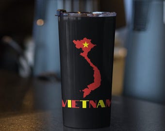 Kubek podróżny z flagą Wietnamu 20 uncji, mapa Wietnamu, prezent wietnamski