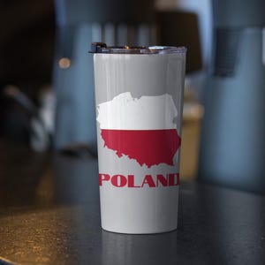 Copo com mapa da Polônia 20 oz, copo com bandeira polonesa, caneca de viagem da Polônia, garrafa da Polônia, copo com bandeira da Polônia, presente fofo da Polônia, presente polonês