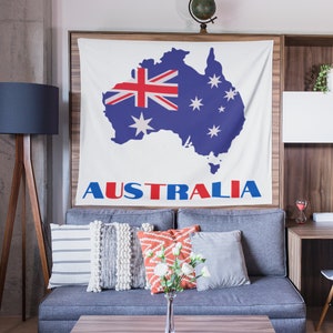 Australian Flag Map of Australia Wall Tapestry, Australia Gifts, Dorm Decor, Australia Home Decor, Gifts for Boyfriend, Classroom Tapestry