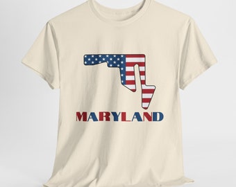 Maryland T Shirt, American Flag Maryland Map Tee