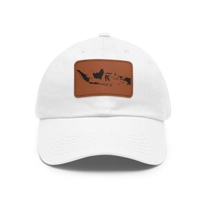 Indonesia Map Dad Hat, Indonesian Pride Leather Patch Cap