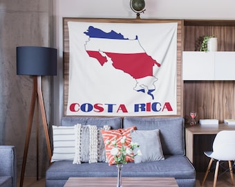 Tapiz de pared con la bandera y el mapa de Costa Rica, decoración de pared de Costa Rica