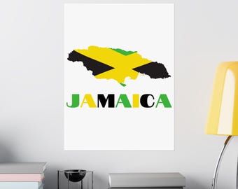 Póster del mapa de Jamaica, arte mural de Jamaica, póster de la bandera de Jamaica, regalo para jamaicanos, decoración de pared jamaicana, decoración jamaicana, regalos de Jamaica