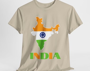Maglietta con bandiera e mappa dell'India, maglietta indiana, regalo per l'India