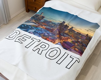 Detroit City Skyline Blanket, Detroit Michigan Throw, Detroit MI Blanket, Michigan Home Decor, Detroit Gift, Detroit Michigan Blanket