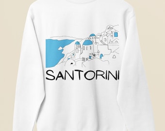 Santorini Greece Sweatshirt, Greek Islands Crewneck Pullover, Cute Santorini Travel Gift