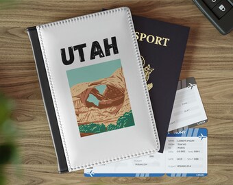 Porta-passaporte de Utah, capa para passaporte com paisagem do sudoeste de Utah, carteira de viagem do Parque Nacional Arches, presente de viagem para Utah