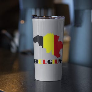 Vaso con mapa de Bélgica de 20 oz, vaso con la bandera de Bélgica, taza de viaje de Bélgica, botella de Bélgica, vaso con la bandera de Bélgica, regalo de Bélgica, regalo belga