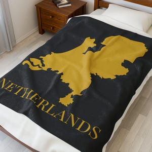 Couverture carte des Pays-Bas dorée et noire, jeté or Pays-Bas, couverture de voyage Pays-Bas, cadeau Pays-Bas, décoration d'intérieur néerlandaise