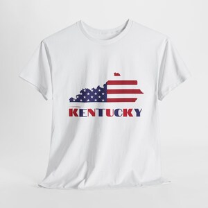 Proud American Kentucky T-Shirt, American Flag Kentucky Map Tee Shirt, Kentucky State Pride Shirt, Patriotic Kentucky Shirt, Kentucky Gift