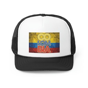 Colombia Flag Vintage Retro Hat, Trendy Trucker Dad Hat, Colombian National Pride Art Print, Cute Gift for Dad, Mom, Back to School