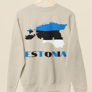 Map of Estonia Sweatshirt, Estonian Flag Sweatshirt, Estonia Flag Crewneck, Estonian Unisex Clothing, Gift for Estonian, Estonia Gift