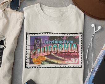 Vintage T-shirt Californië, retro grafische T-shirt Californië stempel