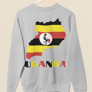 Uganda Flag Sweatshirt, Map of Uganda Sweatshirt, Cute Uganda Shirt, Ugandan Flag Shirt, Uganda Crewneck, Uganda Travel Gift, Ugandan Gift