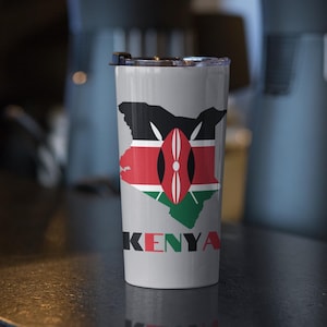 Map of Kenya Tumbler 20 oz, Kenyan Flag Tumbler, Kenya Travel Mug, Kenya Bottle, Kenya Flag Tumbler, Kenya Gift, Kenyan Tumbler, Kenyan Gift