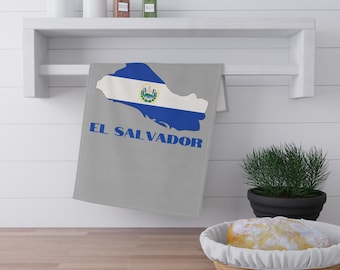 El Salvador Flag Map Kitchen Towel, Salvadoran Home Decor