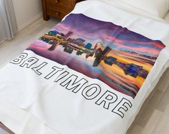 Baltimore Skyline Blanket, Baltimore Maryland Throw Blanket, Baltimore MD Blanket, Baltimore Home Decor, Baltimore Gift, Baltimore Blanket