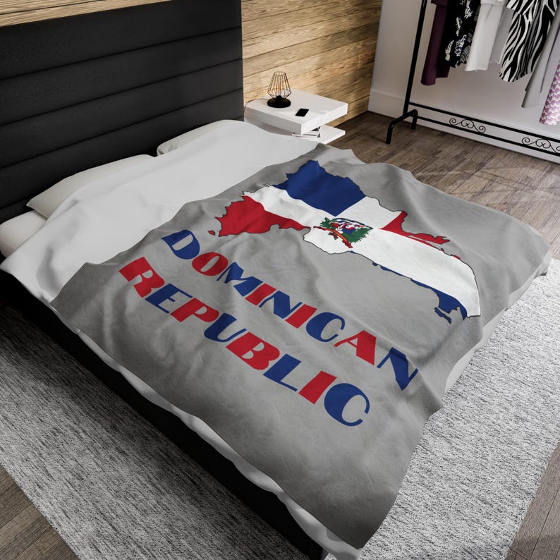 Dominican Flag Blanket, Map of Dominican Republic Blanket, Cute Dominican Blanket, Dominican