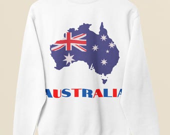 Australia Flag Map Sweatshirt, Australian Crewneck Pullover