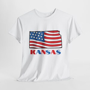 American Flag Kansas T Shirt, Kansas Map Tee Shirt, State Pride Kansas Shirt, Patriotic Kansas State Tee, Kansas Gifts, Kansas Top, KS Gifts