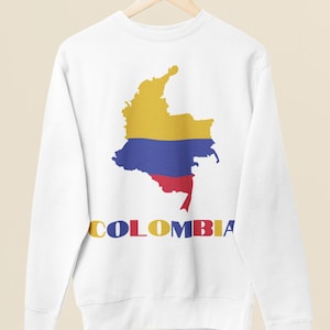 Colombian Flag Map of Colombia Sweatshirt, Colombia Flag Crewneck, Colombian Pride Shirt, Colombia Pullover, Colombia Shirt, Colombian Gift