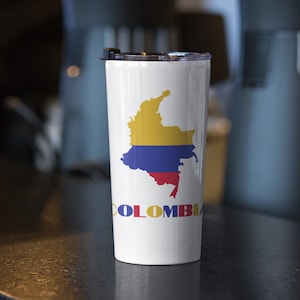 Map of Colombia Tumbler 20 oz, Colombian Flag Tumbler, Colombia Travel Mug, Colombia Bottle, Colombia Flag Tumbler, Cute Colombia Gift