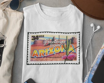 Vintage stempel-T-shirt Arizona, retro T-shirt Arizona Desert