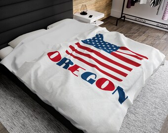 Oregon Throw Blanket, American Flag Oregon Blanket, OR Map Blanket, Patriotic Oregon Gifts, Oregon State Pride Blanket, Oregon Home Decor