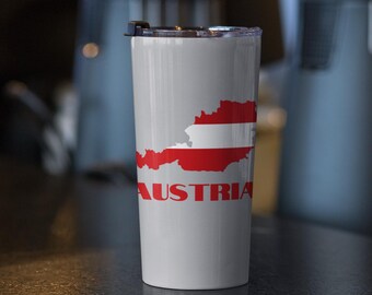 Austria Flag Tumbler 20oz, Austria Travel Mug, Austrian Gift