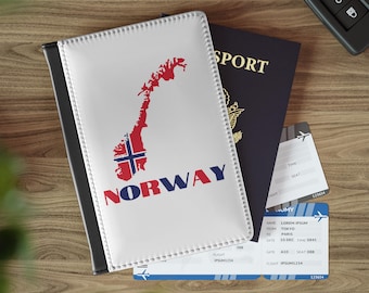 Norway Passport Holder, Norwegian Passport Wallet, Norway Flag Map of Norway Passport Cover, Norway Travel Accessories, Norway Gift