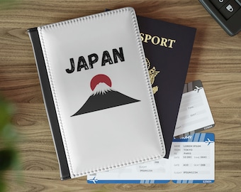 Porta-passaporte japonês, capa para passaporte com a bandeira do Japão, carteira de viagem com o Monte Fuji, carteira para passaporte japonesa, presente de viagem para o Japão
