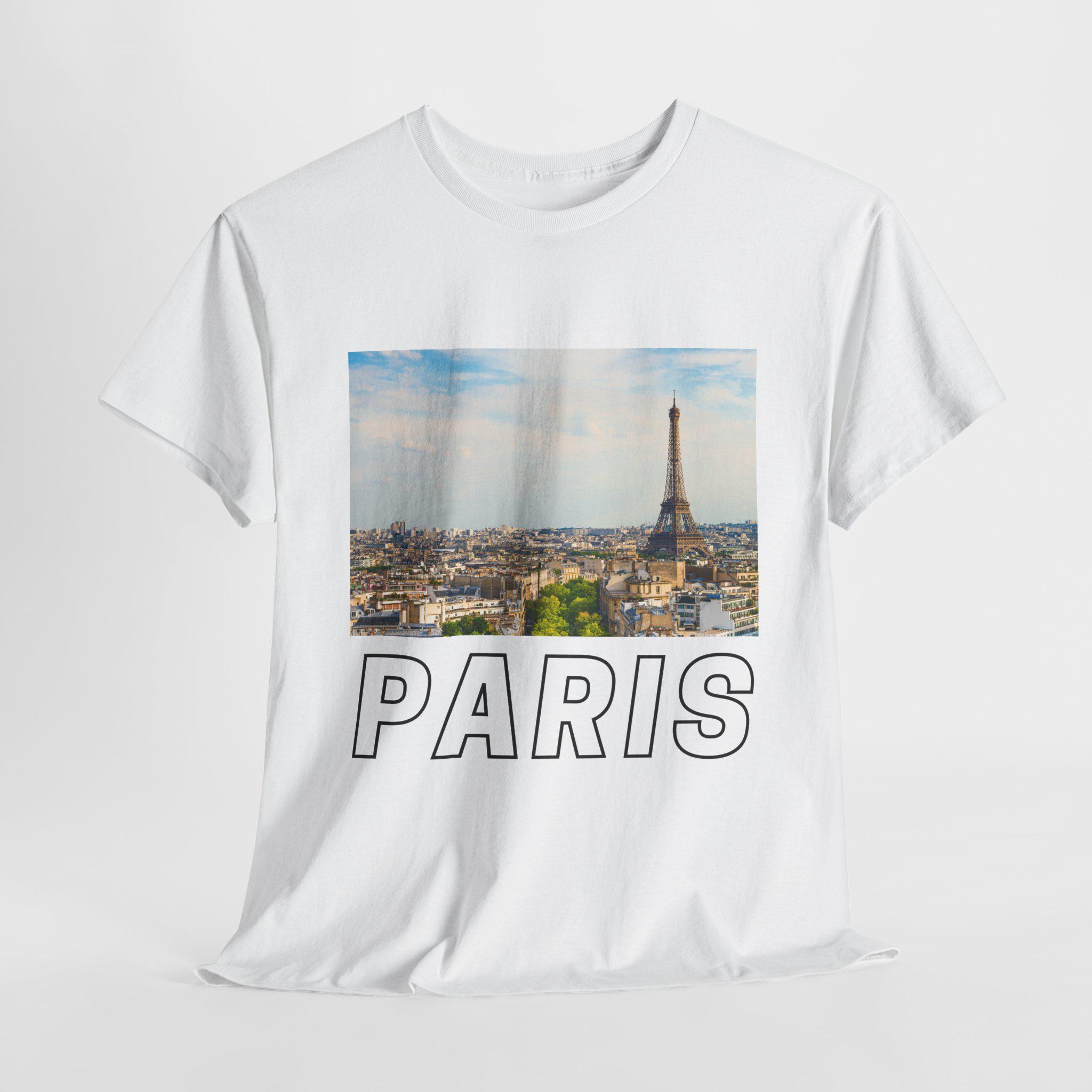 パリのスカイラインTシャツ、エッフェル塔グラフィックTシャツ、パリ 