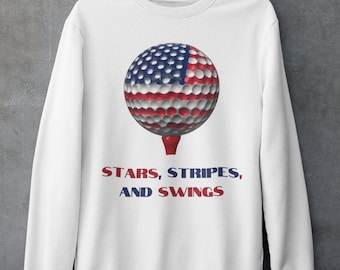 Patriotic Golf Sweatshirt, USA Flag Golf Crewneck Pullover, American Golfer Gift
