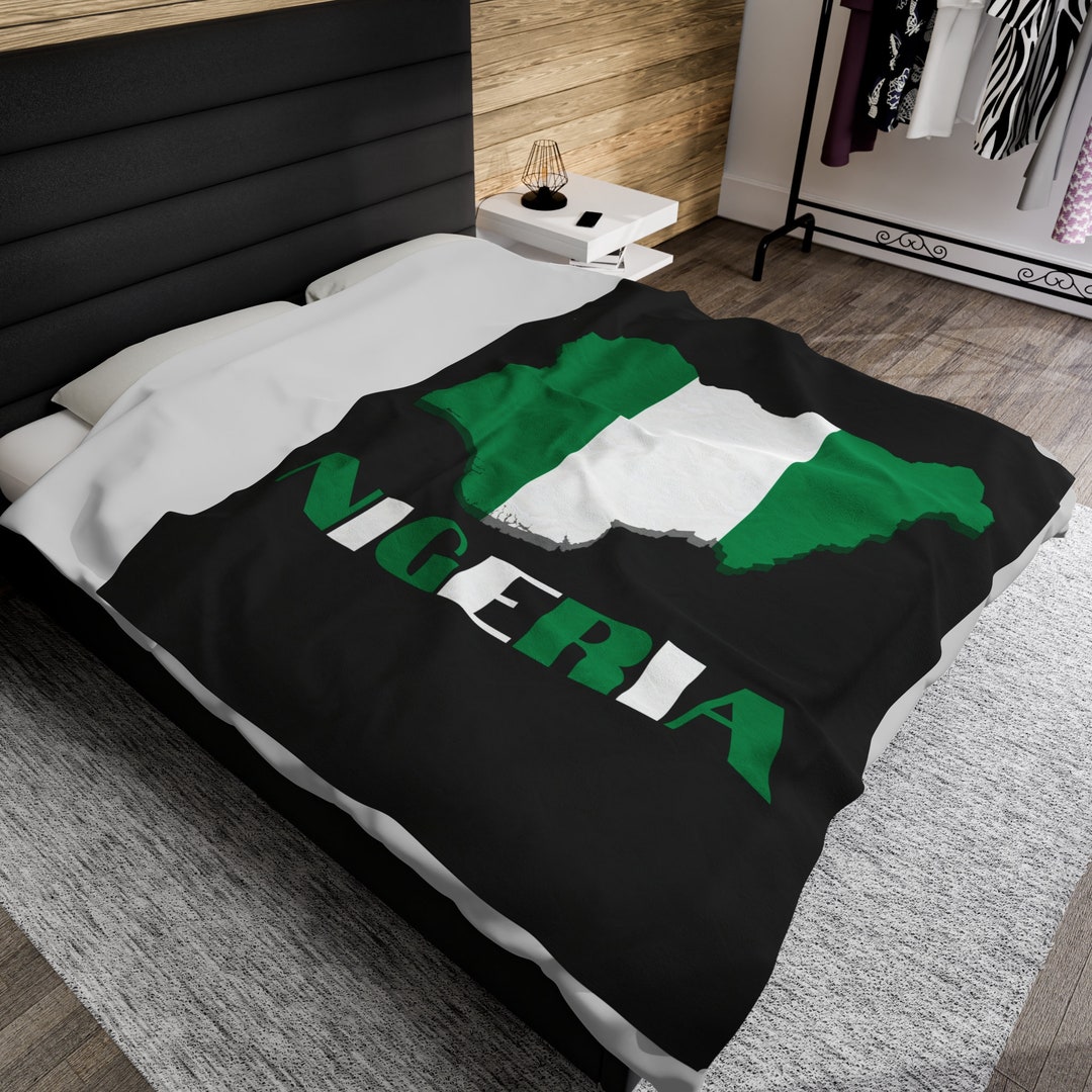Nigerian Flag Map Blanket, Nigeria Throw Blanket, Nigeria Gift