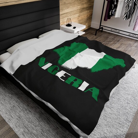 Nigerian Flag Map Blanket, Nigeria Throw Blanket, Nigeria Gift