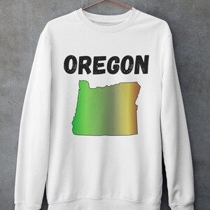 Carte fluo de l'Oregon Sweat-shirt personnalisé, Sweat-shirt mignon de l'Oregon, OU col rond personnalisé, Pulls ras du cou Oregon pour amis, Pull ras du cou surdimensionné Oregon