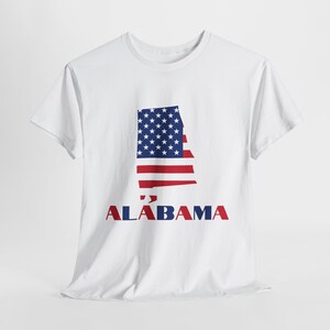 Proud American Alabama T-Shirt, American Flag Alabama Map Tee Shirt, Alabama State Pride Shirt, Patriotic Alabama Shirt, Alabama Gift