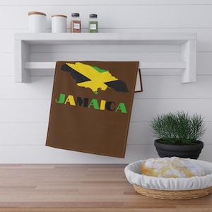 Map of Jamaica Kitchen Towel, Jamaican Flag Towel, Jamaican Kitchen Decor, Jamaican Decor, Jamaica Travel Gift, Jamaica Gift, Jamaican Gift