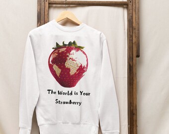 Erdbeer Globe Sweatshirt, Süßer Erdbeer Rundhalsausschnitt, Cottagecore Obst Pullover