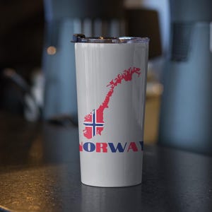 Karte von Norwegen Becher 20 oz, norwegische Flagge Becher, Norwegen Reisebecher, Norwegen Flasche, Norwegen Flagge Becher, süßes Norwegen Geschenk, norwegisches Geschenk