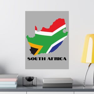 Map of South Africa Poster, South African Flag Poster, South Africa Flag Matte Poster, South Africa Map Poster, South Africa Wall Decor